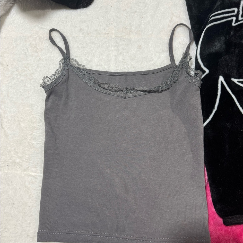 Charcoal Lace Trim Camisole